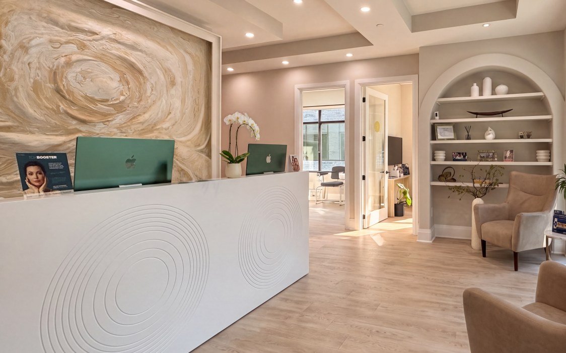 Reception and patient check-in area at Geneva Primary Care in Alpharetta